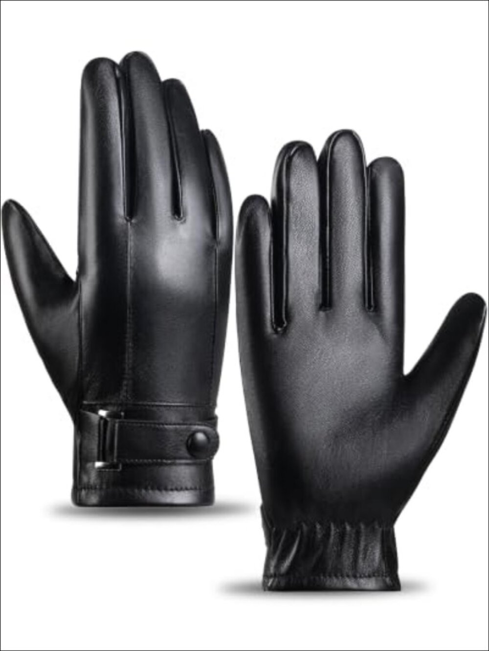 Faux Leather Winter Gloves Touchscreen Fleece Lined Driving
